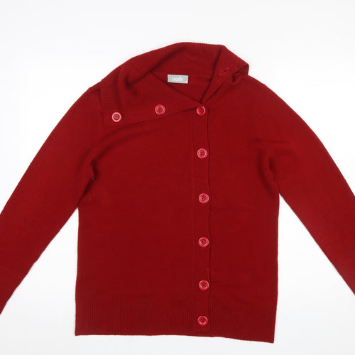 Wallis Women’s Red Long Sleeve Collared Button Cardigan Size 14