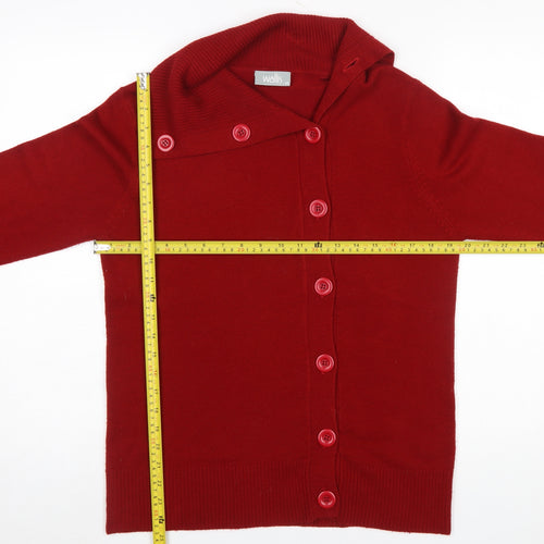 Wallis Women’s Red Long Sleeve Collared Button Cardigan Size 14