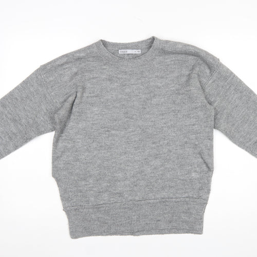 Oasis Womens Grey Crew Neck Pullover Jumper XS Acrylic Blend