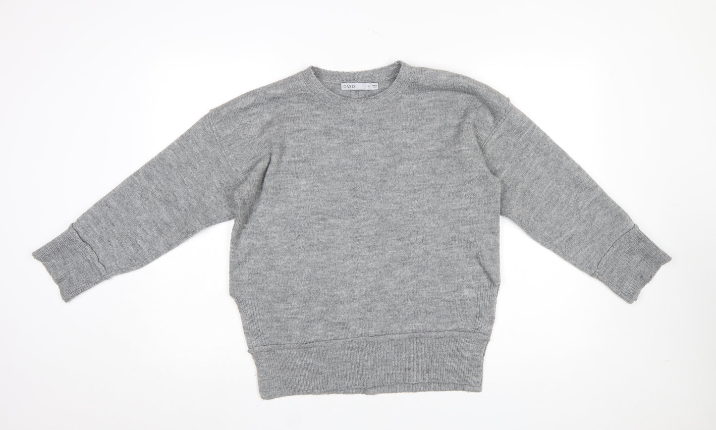 Oasis Womens Grey Crew Neck Pullover Jumper XS Acrylic Blend