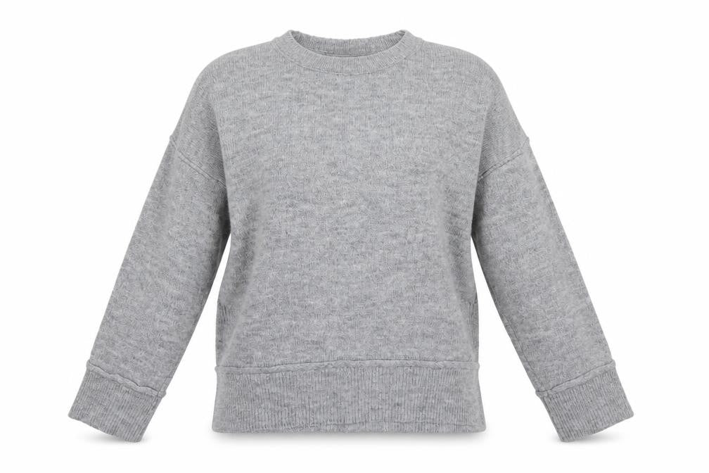 Front view of Oasis women’s grey crew neck jumper xs acrylic blend