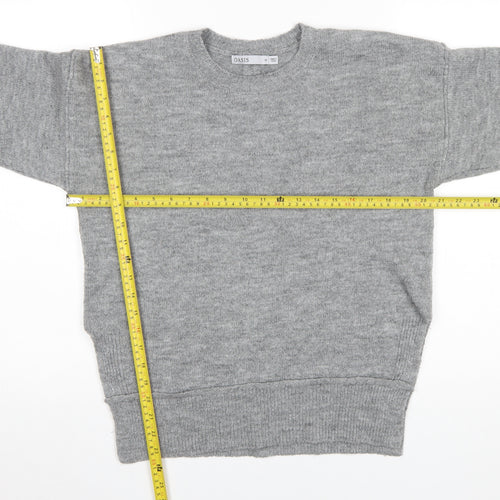 Oasis Womens Grey Crew Neck Pullover Jumper XS Acrylic Blend