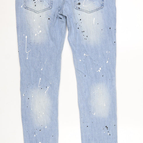Star Hustle Men’s Blue Light-Wash Distressed Denim Jeans Size 32