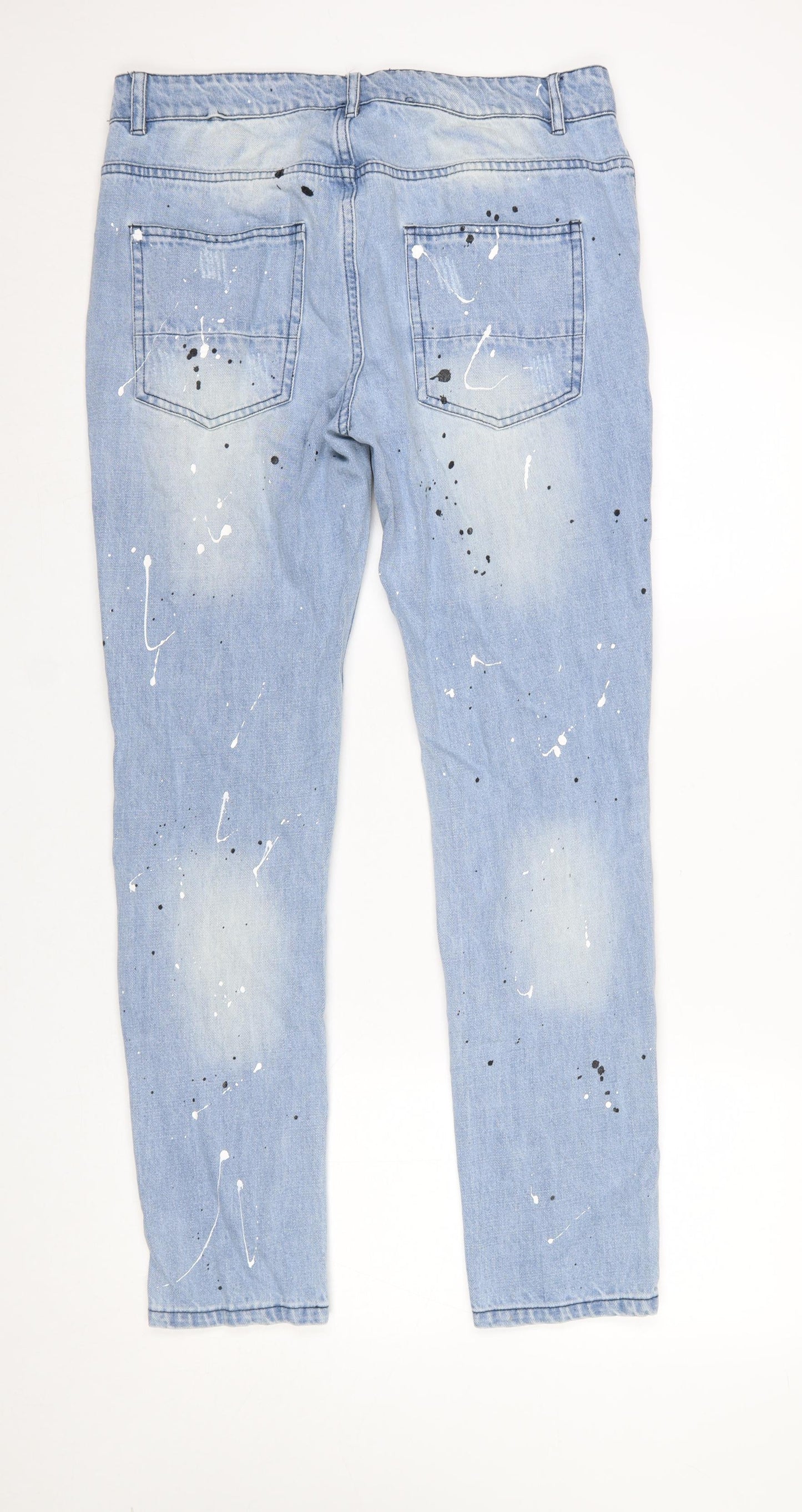 Star Hustle Men’s Blue Light-Wash Distressed Denim Jeans Size 32