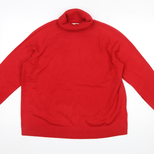 Marks and Spencer Women Red Roll Neck Long Sleeve Jumper Size L