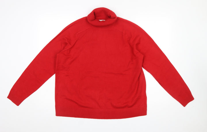 Marks and Spencer Women Red Roll Neck Long Sleeve Jumper Size L