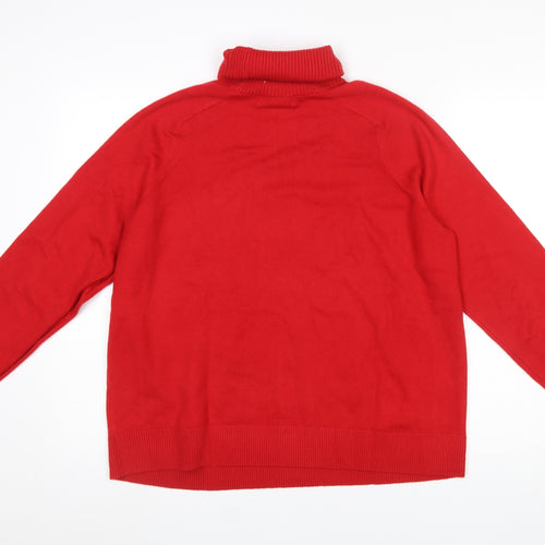Marks and Spencer Women Red Roll Neck Long Sleeve Jumper Size L