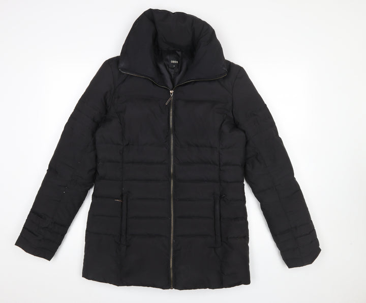 Oasis Womens Black Puffer Jacket Size M Mid-Length Winter Coat