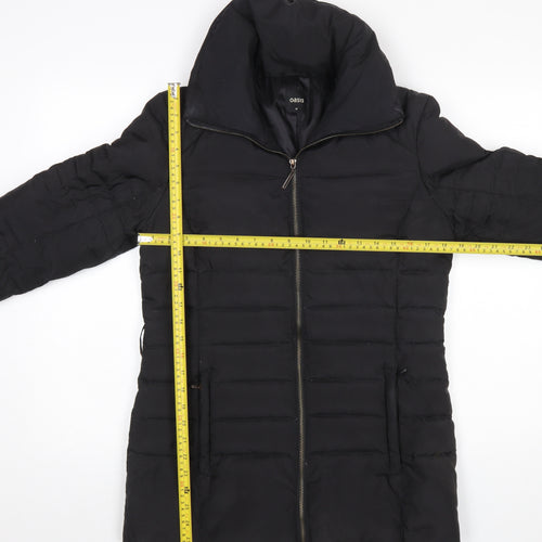 Oasis Womens Black Puffer Jacket Size M Mid-Length Winter Coat