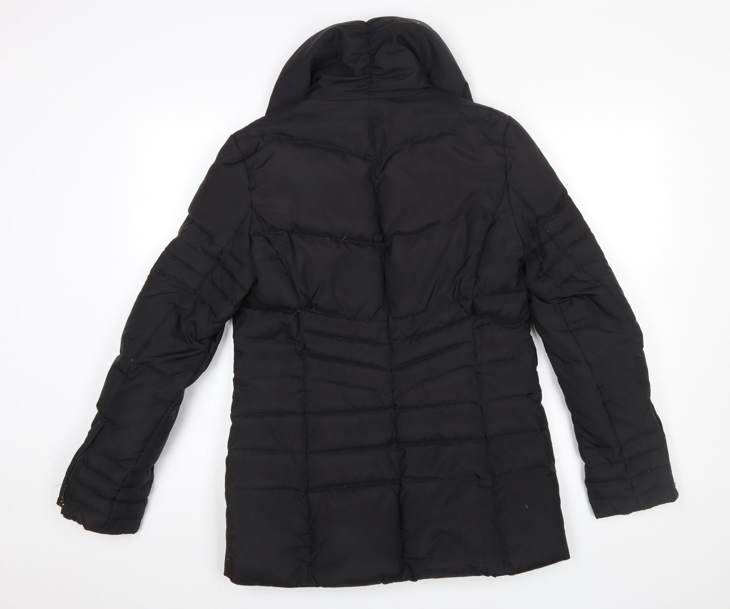 Oasis Womens Black Puffer Jacket Size M Mid-Length Winter Coat