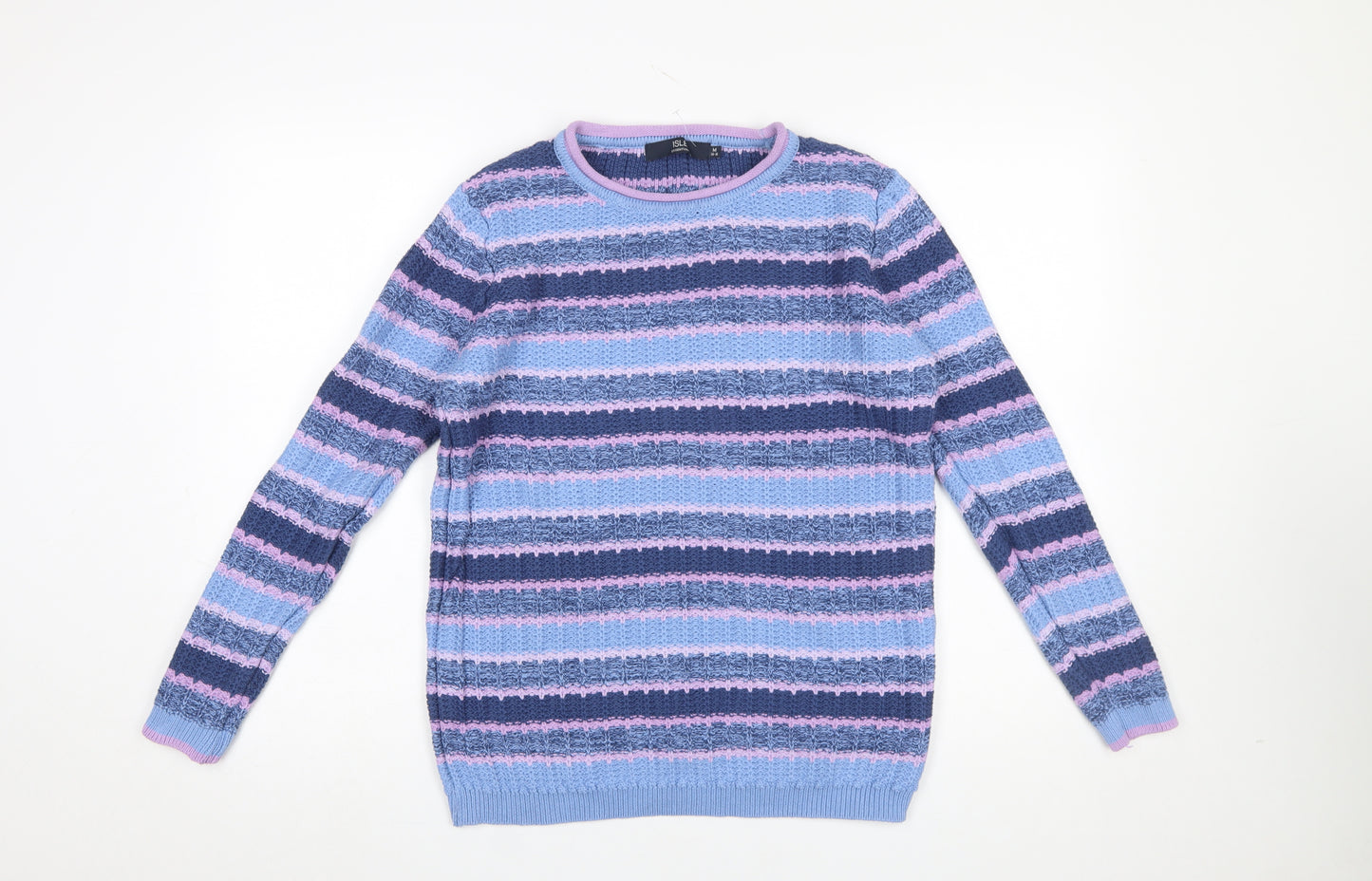 Isle Essentials Women's Multicoloured Cotton Striped Jumper M 14-16