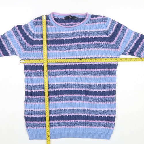 Isle Essentials Women's Multicoloured Cotton Striped Jumper M 14-16