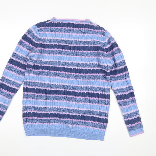 Isle Essentials Women's Multicoloured Cotton Striped Jumper M 14-16
