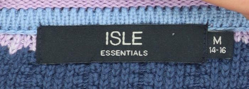 Isle Essentials Women's Multicoloured Cotton Striped Jumper M 14-16