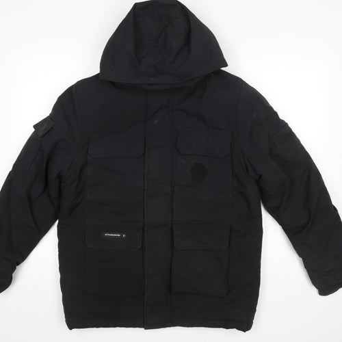 STYLE&DENIM Men’s Black Hooded Padded Parka Jacket L