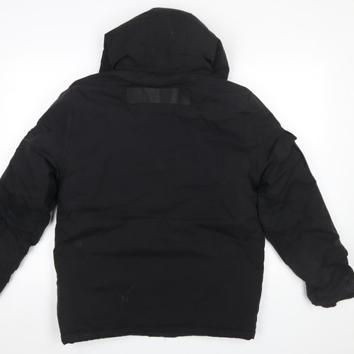 STYLE&DENIM Men’s Black Hooded Padded Parka Jacket L