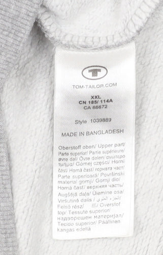 Tom Tailor Men's Beige Blue Grey Colour Block Pullover Hoodie 2XL