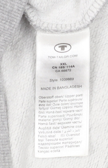 Tom Tailor Men's Beige Blue Grey Colour Block Pullover Hoodie 2XL