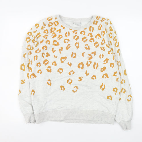 ONLY Womens Beige Animal Print Crew Neck Sweatshirt Size S