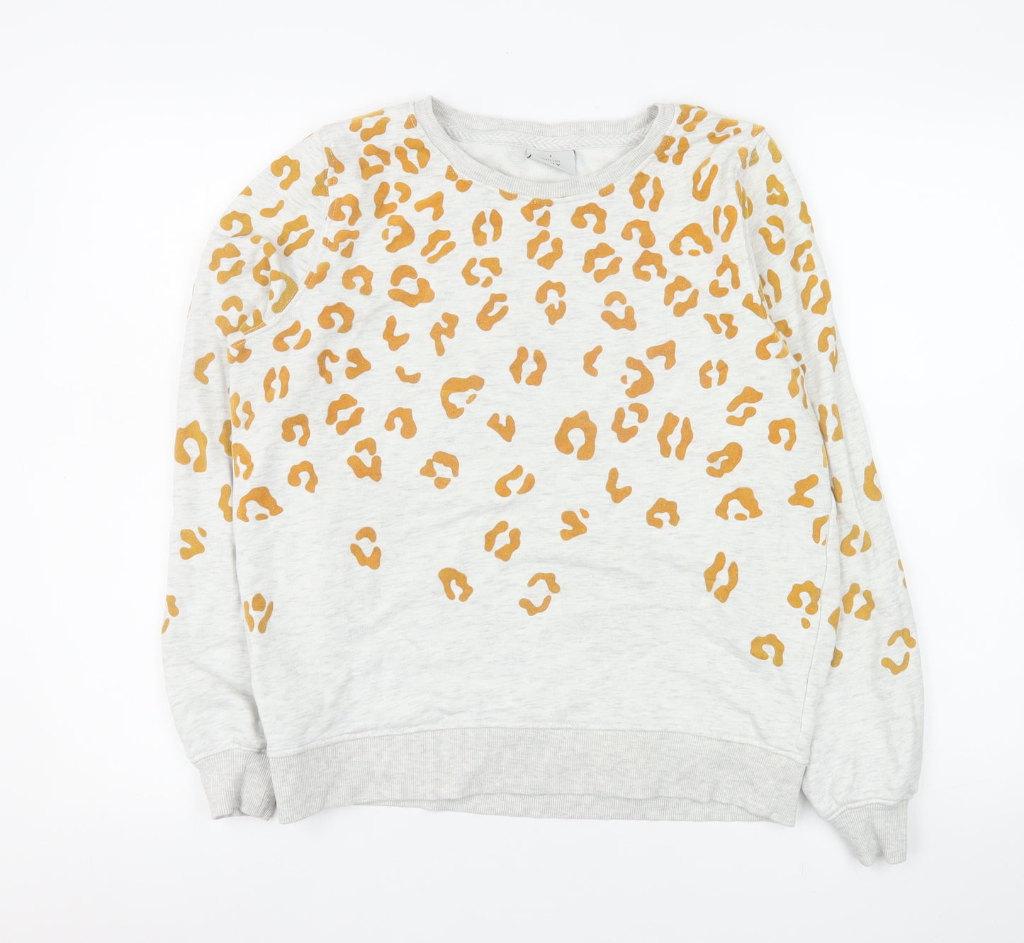 ONLY Womens Beige Animal Print Crew Neck Sweatshirt Size S