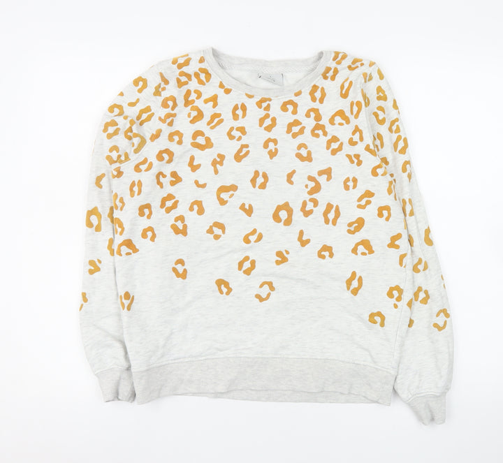 ONLY Womens Beige Animal Print Crew Neck Sweatshirt Size S