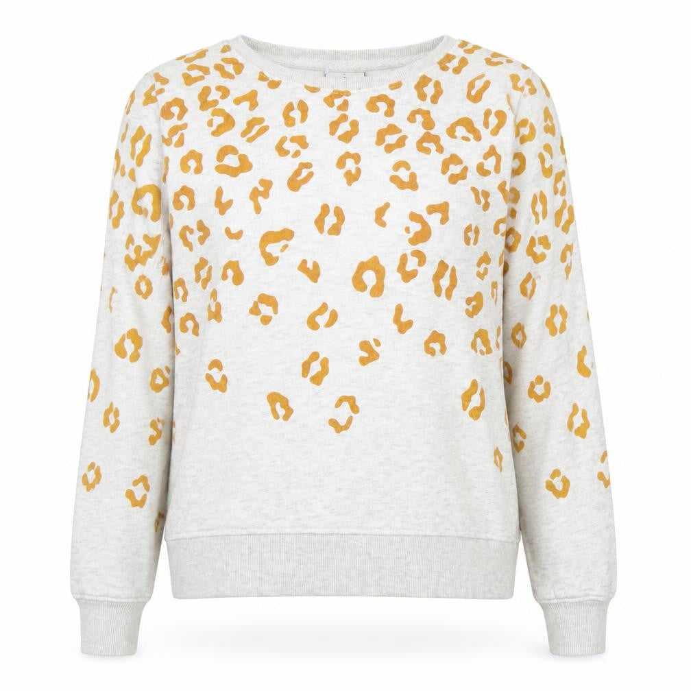 Front view of Only women’s beige animal print crew neck sweatshirt, size S