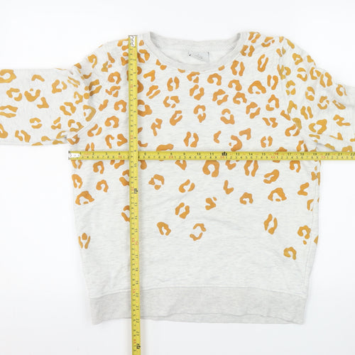 ONLY Womens Beige Animal Print Crew Neck Sweatshirt Size S