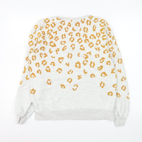 ONLY Womens Beige Animal Print Crew Neck Sweatshirt Size S