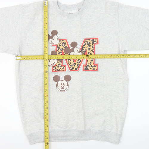 Disney Women Grey Mickey Mouse Leopard Print XL Sweatshirt