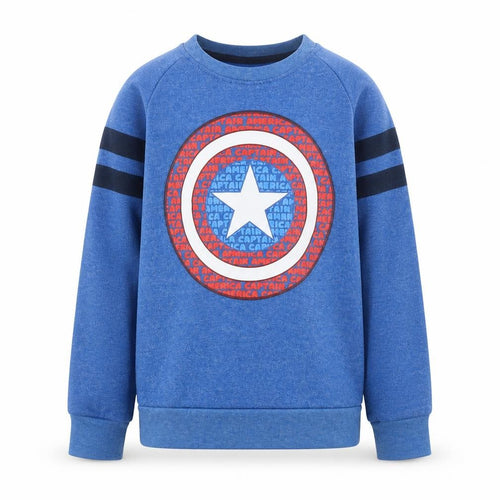 Marvel Boys Blue Captain America Sweatshirt Age 10 Crew Neck Fleece