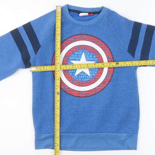 Marvel Boys Blue Captain America Sweatshirt Age 10 Crew Neck Fleece