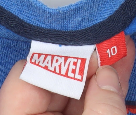 Marvel Boys Blue Captain America Sweatshirt Age 10 Crew Neck Fleece