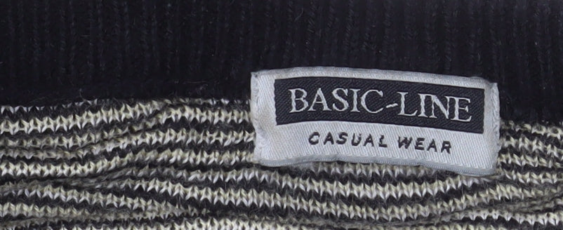 Basic-Line Men's Black L V-Neck Argyle Acrylic Jumper