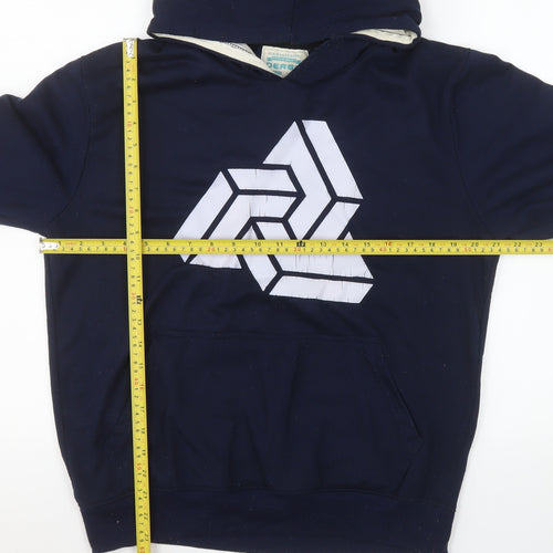 Derby Men's Blue Slim Fit Pullover Hoodie Size L Graphic Print