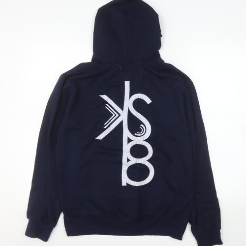 Derby Men's Blue Slim Fit Pullover Hoodie Size L Graphic Print