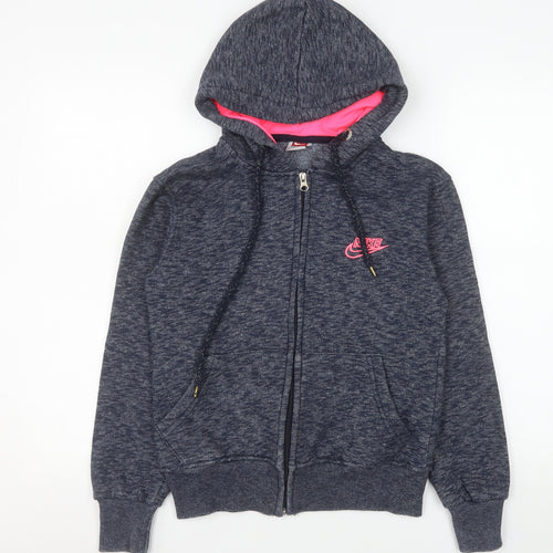 Nike Women's Blue Hooded Full Zip Cotton Jacket Size S