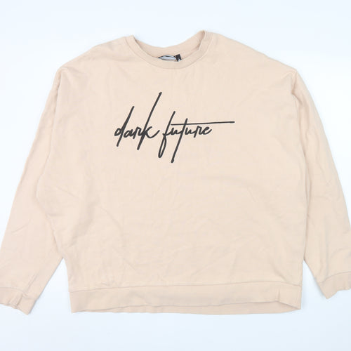 ASOS Design Women Beige 2XL Pullover Sweatshirt Dark Future Logo Cotton