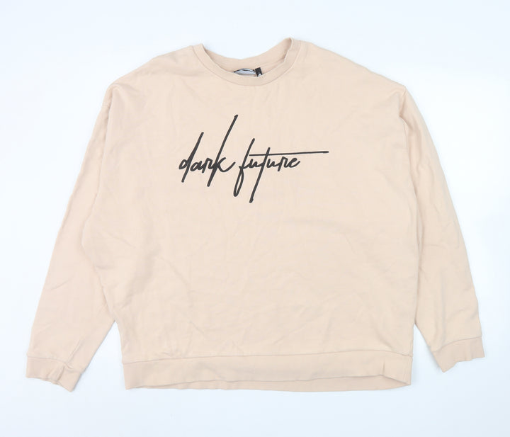 ASOS Design Women Beige 2XL Pullover Sweatshirt Dark Future Logo Cotton