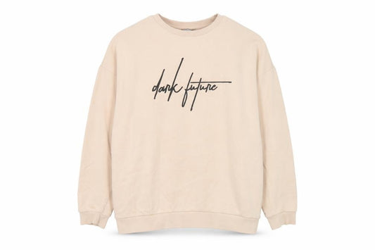 Front view of ASOS Design Women Beige 2XL Pullover Sweatshirt Dark Future Logo Cotton
