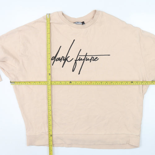 ASOS Design Women Beige 2XL Pullover Sweatshirt Dark Future Logo Cotton