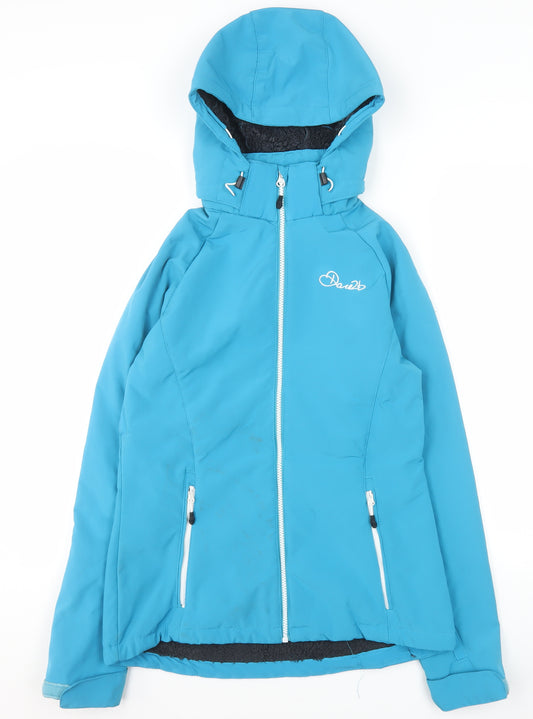 Dare 2b Womens Blue Softshell Hooded Mid-Length Jacket Size 10
