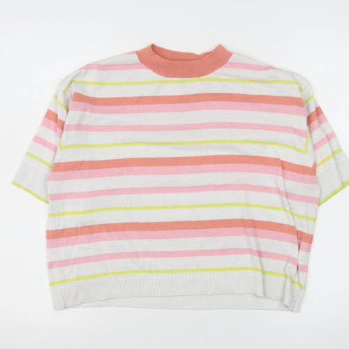 TeamSpirit Women’s Multicoloured Striped Short Sleeve Jumper XL Polyester Blend