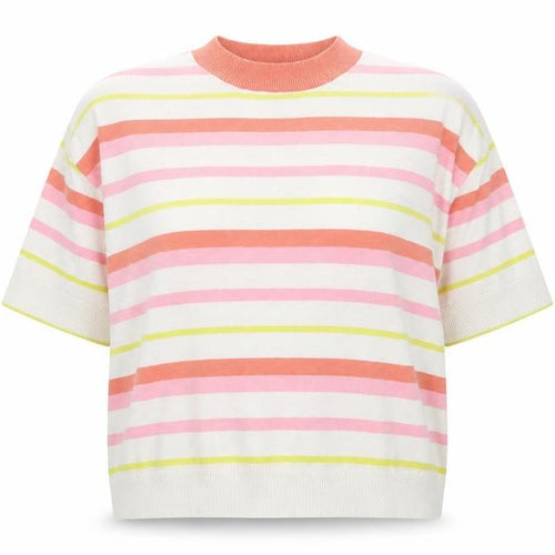 TeamSpirit Women’s Multicoloured Striped Short Sleeve Jumper XL Polyester Blend