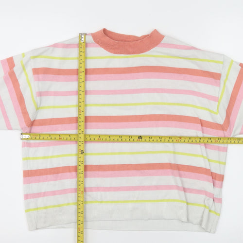 TeamSpirit Women’s Multicoloured Striped Short Sleeve Jumper XL Polyester Blend