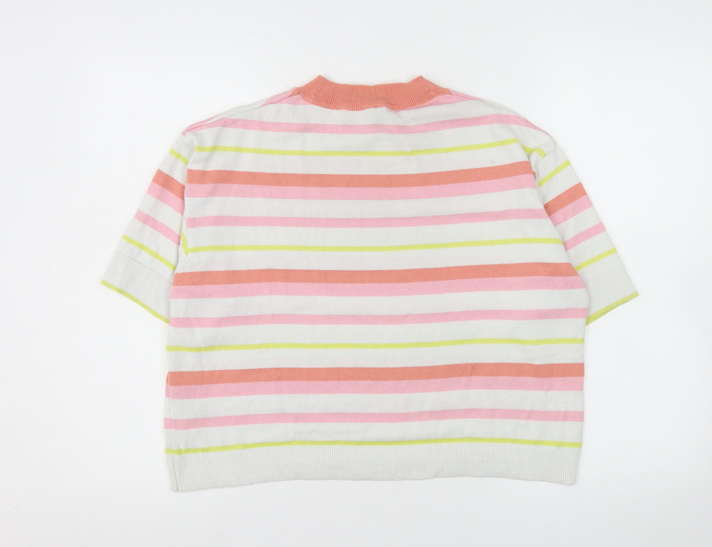 TeamSpirit Women’s Multicoloured Striped Short Sleeve Jumper XL Polyester Blend