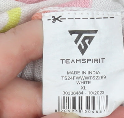 TeamSpirit Women’s Multicoloured Striped Short Sleeve Jumper XL Polyester Blend