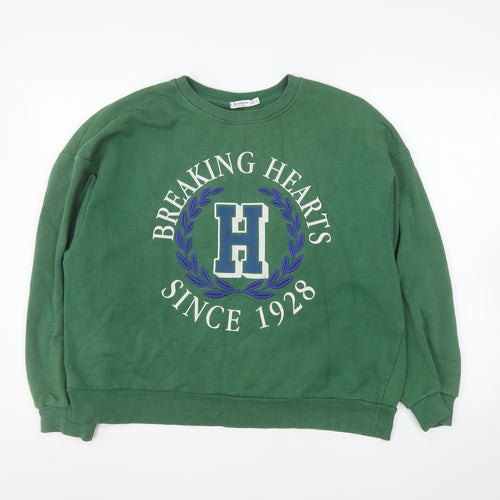 Stradivarius Womens Green Crew Neck Pullover Sweatshirt Size 12