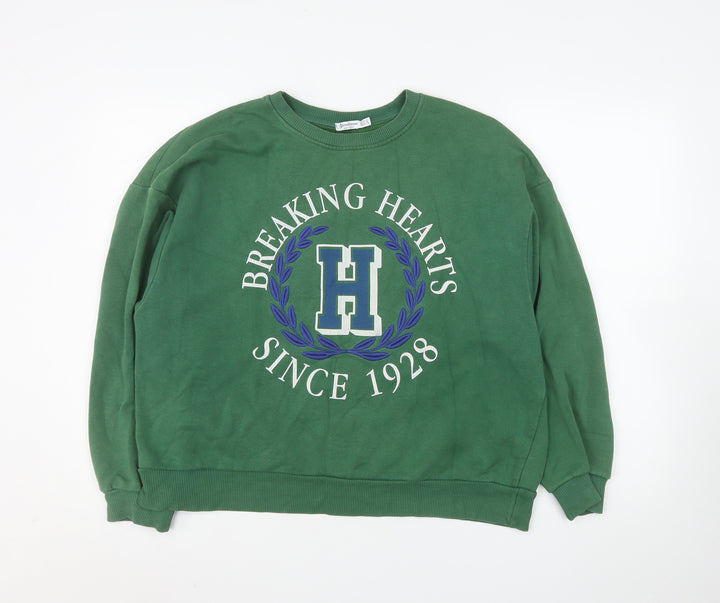 Stradivarius Womens Green Crew Neck Pullover Sweatshirt Size 12