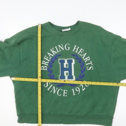 Stradivarius Womens Green Crew Neck Pullover Sweatshirt Size 12