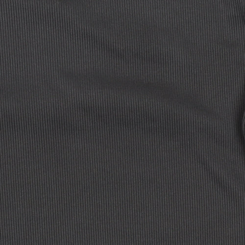 Fig Women's Grey 2XL Stretch Chain Detail V-Neck Short Sleeve Top